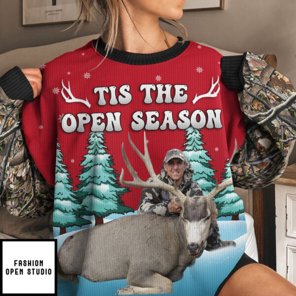 Tis The Season Gifts For Hunting Lovers Hunters Personalized Photo Ugly Sweater