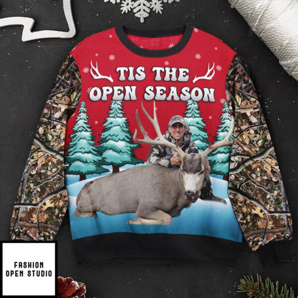 Tis The Season Gifts For Hunting Lovers Hunters Personalized Photo Ugly Sweater