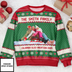 Sled Fun Sleigh Personalized Photo Ugly Sweater