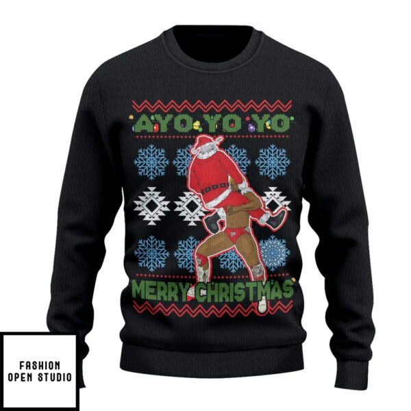 Ayo Yo Yo Merry Christmas Wrestling Ugly Christmas Sweater