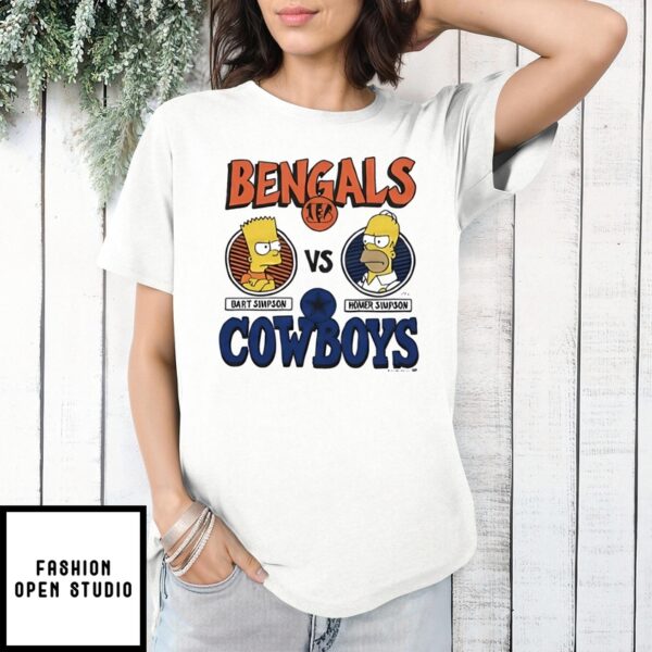 Bart Vs Homer Bengals Vs Cowboys 2024 T-Shirt