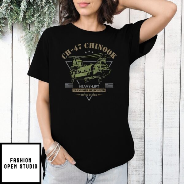 Ch-47 Chinook Heavy Lift Transport Helicopter United States T-Shirt