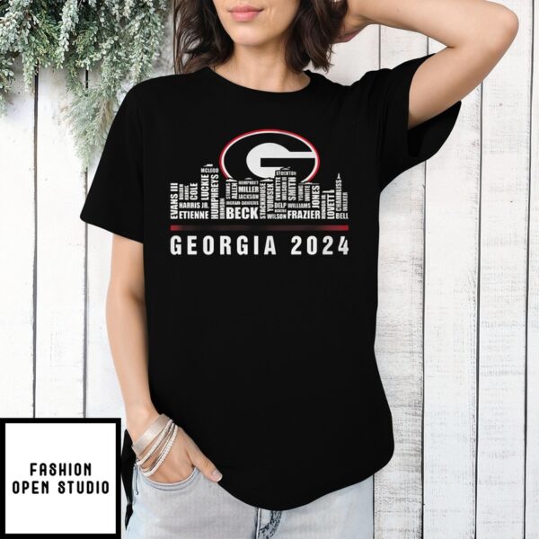 Georgia Bulldogs City Names Players 2024 T-Shirt