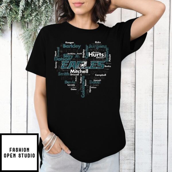 Heart Philadelphia Eagles Hurt Players Teams 2024 T-Shirt