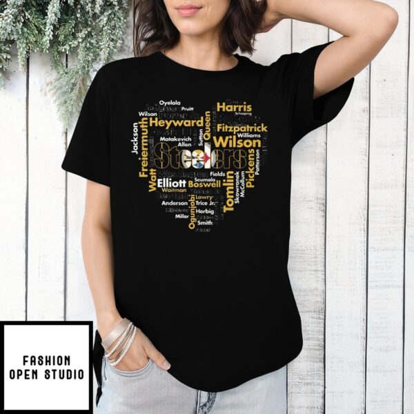 Heart Pittsburgh Steelers Players Name T-Shirt