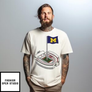 Michigan Wolverines Flag Stadium T-Shirt