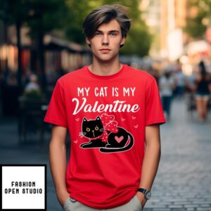 Back Cat Heart My Cat Is My Valentine T-Shirt