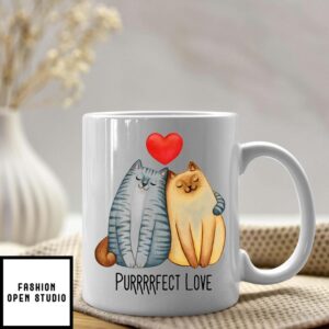 Couple Cat With Heart Custom Name  Purrrrfect Love Valentine’s Day Mug