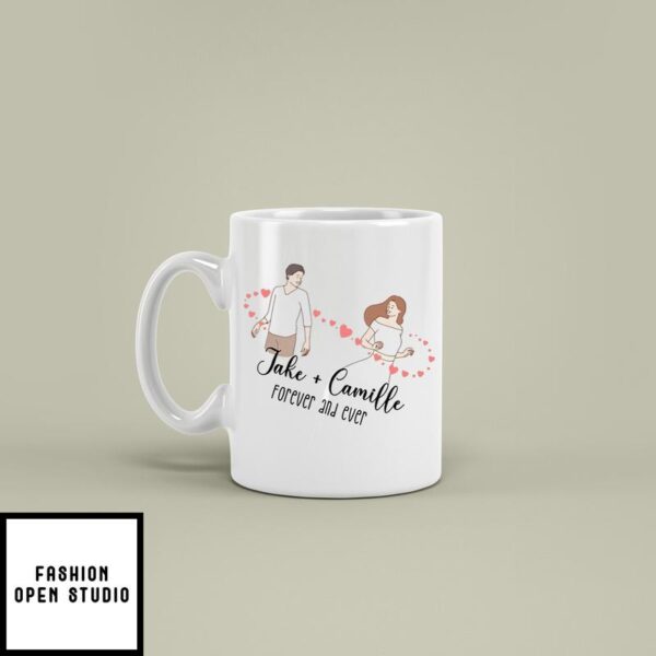 Couple With Heart Custom Name And Year Valentine Day Mug