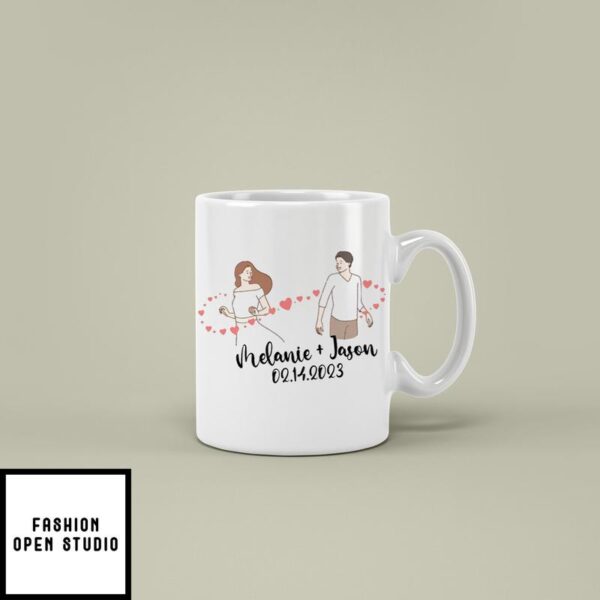 Couple With Heart Custom Name And Year Valentine Day Mug