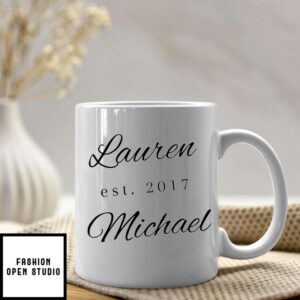 Custom Name And Year Minimalist Valentine Day Couple Mug