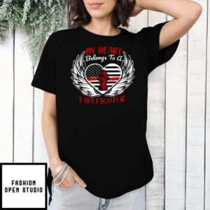 Heart Wings My Heart Belongs To A Firefighter T-Shirt