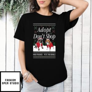 Miss Peaches And Pete The Beagle Adopt Don’T Shop Christmas T-Shirt