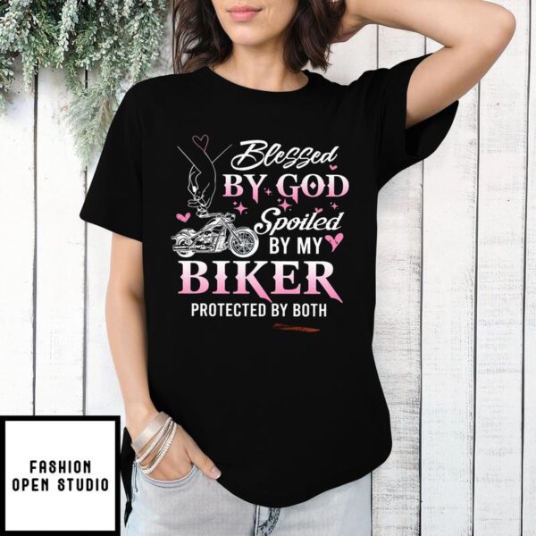 Motor Bike Blessed By God Spoiled By My Biker Protected By Both Valentine T-Shirt