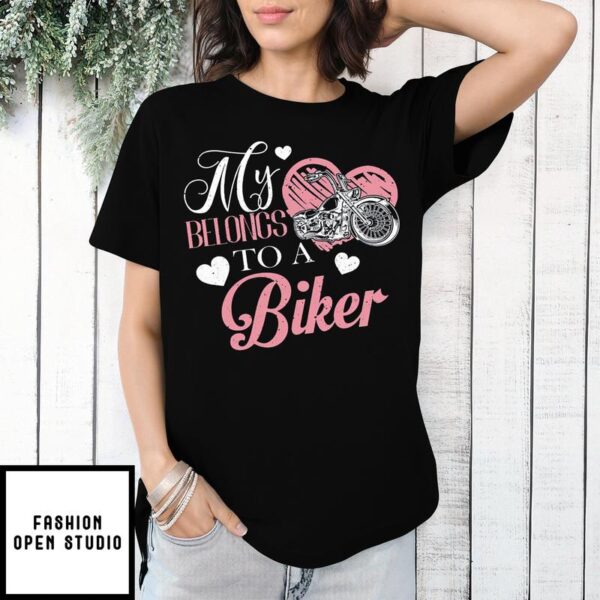 My Heart Belongs To A Biker Valentine T-Shirt