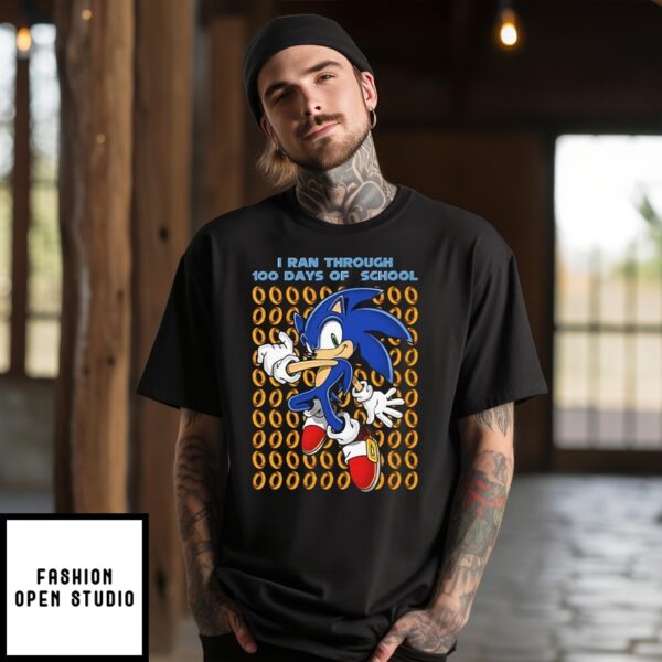 Sonic The Hedgehog I Ran Through 100 Days Of School T-Shirt