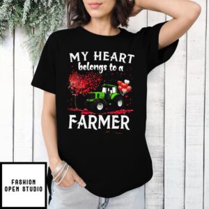 Truck My Heart Belongs To A Farmer Valentine’s Day T-Shirt