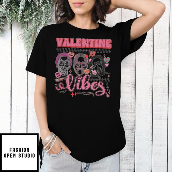 Valentine’s Day Horror Characters Print Short Women’s Plus Slight Stretch Pullover T-Shirt