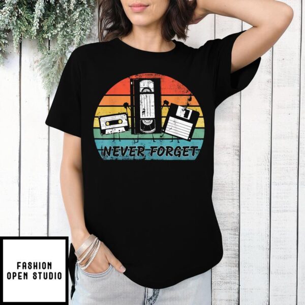 Annee 90 T-Shirt Never Forget Disque Disquette Retro Vintage