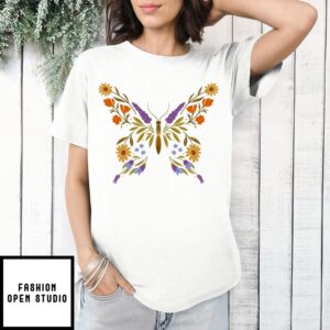 Butterfly Illustration All The Flowers Are Native To Eaton Canyon T-Shirt