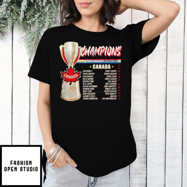 Canada Hockey Nhl 4 Nations Face-Off Champions 2025 Trophy And Name Shirt