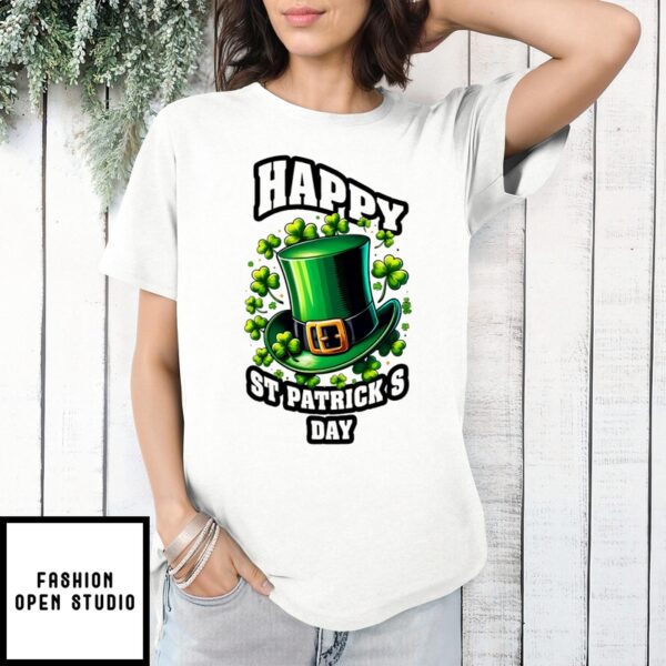 Classic White St. Patrick’s Day Top Hat & Shamrocks T-Shirt