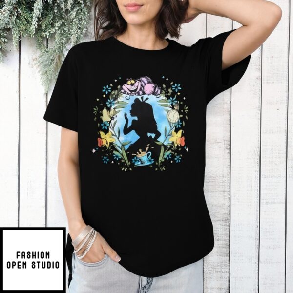 Disney Alice In Wonderland Silhouette Wreath Girls T-Shirt