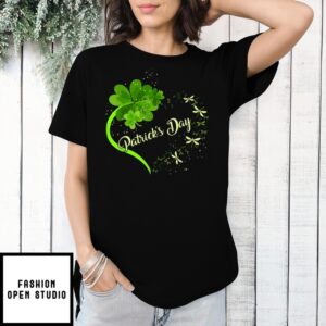 Dragonfly Heart Irish, Shamrock Heart Clover St.Patrick’S Day T-Shirt