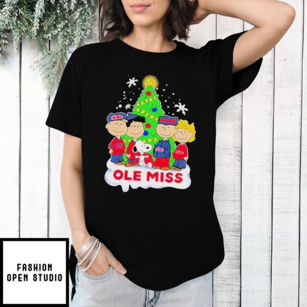 The Peanuts Characters Ole Miss Christmas 2023 T-Shirt