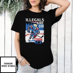 Trump 47 Maga Hockey Illegals Are On Thin Ice T-Shirt