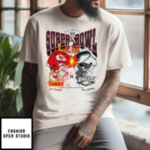 2025 Super Bowl Lix Kansas City Chiefs Afc Champs Vs Philadelphia Eagles Nfc Champs Matchup Helmet T-Shirt