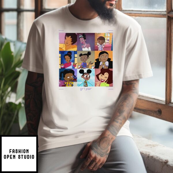 Black Girls Cartoon Grl Pwr T-Shirt