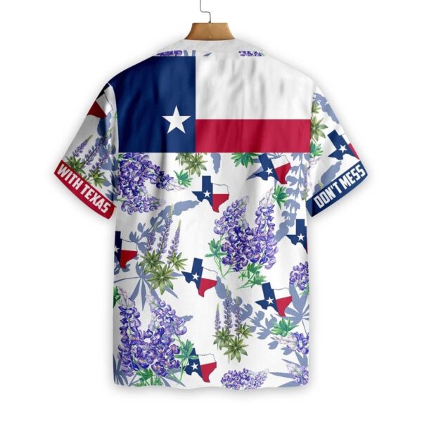 Bluebonnet Texas Hawaiian Shirt Purple Version, Button Down Floral And Flag Texas Shirt, Proud Texas Shirt For Men