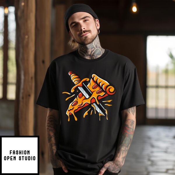 Cartoon Pizza Terror Funny Figure T-Shirt