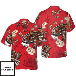 Casino Pattern Red Background Hawaiian Shirt