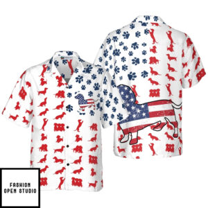 Dachshund American Flag Hawaiian Shirt
