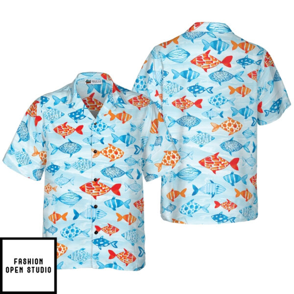 Fish Water Color Pattern V4 Hawaiian Shirt