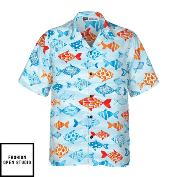 Fish Water Color Pattern V4 Hawaiian Shirt