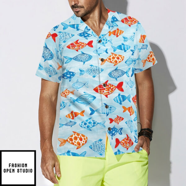 Fish Water Color Pattern V4 Hawaiian Shirt