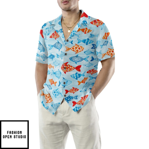 Fish Water Color Pattern V4 Hawaiian Shirt