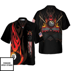 Flame 8 Ball Billiard Pool Hawaiian Shirt