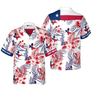 Floral Bluebonnet Don’t Mess With Texas Hawaiian Shirt For Men, Texas Home Shirt, Proud Texas Shirt For Men