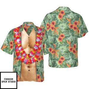 Funny Aloha Tropical Flowers Costume Men Hawaiian Shirt