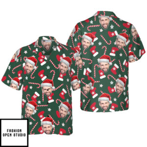 Funny Custom Face Christmas Pattern Seamless 02 Custom Hawaiian Shirt