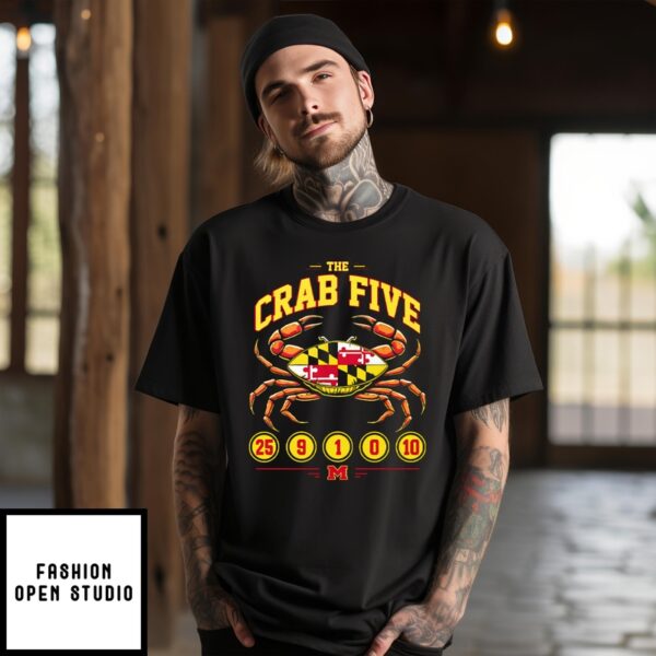 Maryland Basketball Crab Five Flag 25 9 1 0 10 T-Shirt