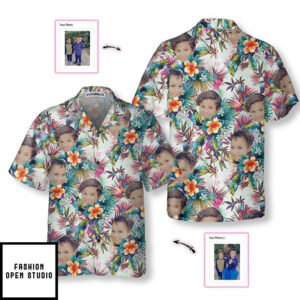 Personalized Custom Face With Tropical Flowers Hawaiian Shirt