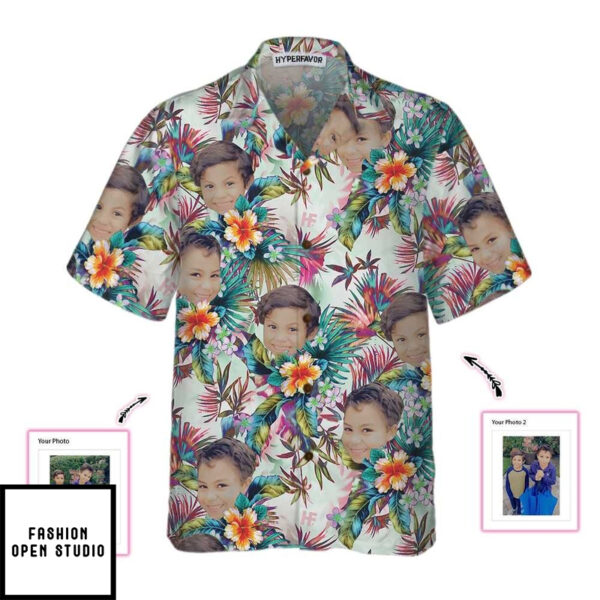 Personalized Custom Face With Tropical Flowers Hawaiian Shirt