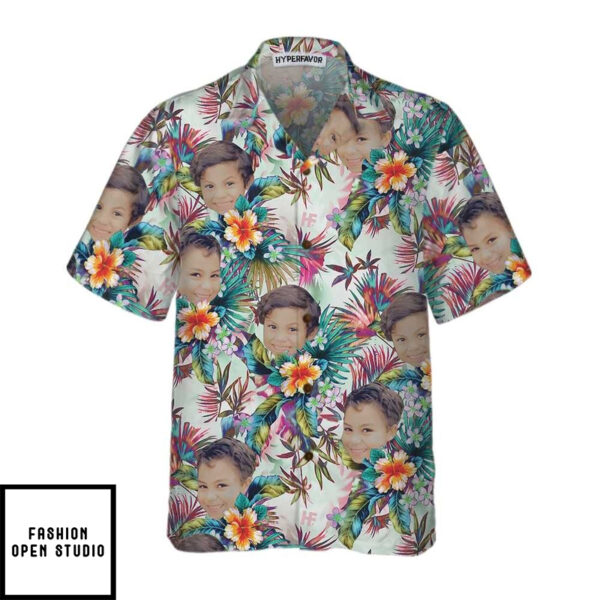 Personalized Custom Face With Tropical Flowers Hawaiian Shirt