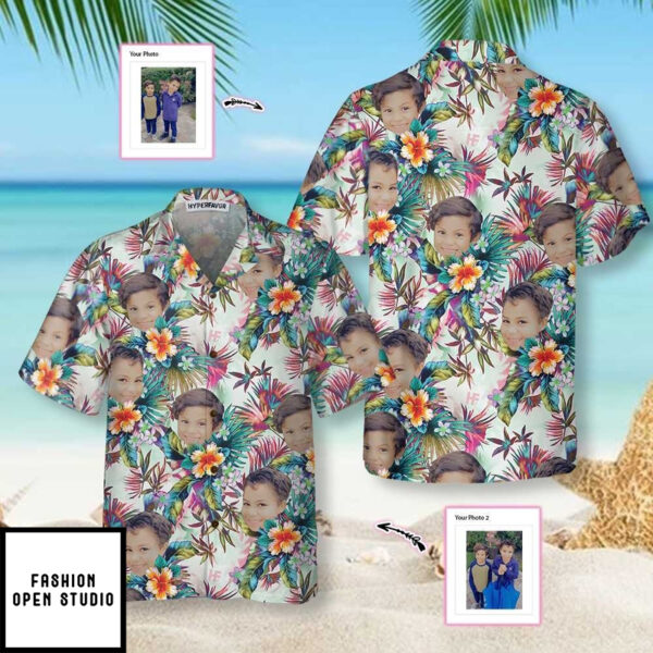 Personalized Custom Face With Tropical Flowers Hawaiian Shirt