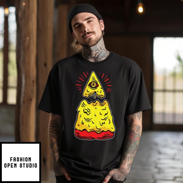 Pizza Illuminati Eyes Funny T-Shirt